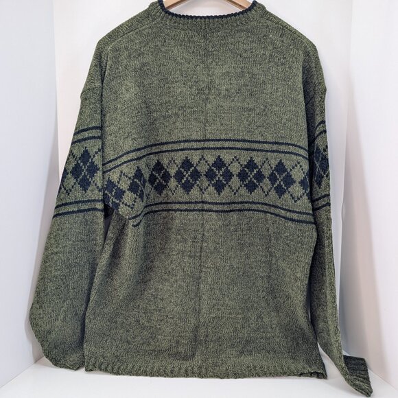 Vintage xg Xtremegear Men Green Long Sleeve Sweater Argyle Pattern Size X Large - Picture 4 of 10
